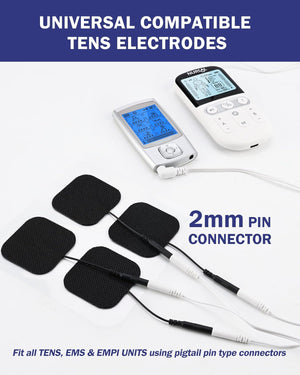 TENS Unit Replacement Pads, Nursal Reusable Self-Adhesive Electrodes Pads 20 Packs 2x2” 2x4”, Latex Free Pigtail TENS Pads, Compatible with TENS 7000, AUVON TENS, Etekcity, Nicwell Care Tens