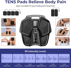 NURSAL TENS EMS Foot Massager for Neuropathy, Foot Nerve Muscle Stimulator Pro, Circulation and Body Pain Relief with TENS Unit Muscle Stimulator Pads, Electric Feet Legs Blood Circulation Machine