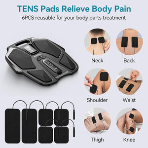 NURSAL EMS Foot Massager for Neuropathy, Electric Muscle Stimulator for Feet & Legs Circulation, TENS Unit for Feet with 6 Reusable Pads, Wireless Remote with 90 Adjustable Intensity Levels