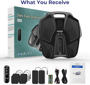 NURSAL TENS EMS Foot Massager for Neuropathy, Foot Nerve Muscle Stimulator Pro, Circulation and Body Pain Relief with TENS Unit Muscle Stimulator Pads, Electric Feet Legs Blood Circulation Machine