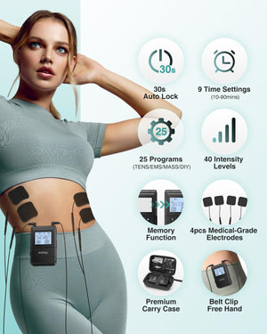 NURSAL 4 in 1 Tens Unit Muscle Stimulator, Dual Channel EMS Massage Machine with 40 Intensities - Nursal