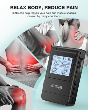 NURSAL 4 in 1 Tens Unit Muscle Stimulator, Dual Channel EMS Massage Machine with 40 Intensities - Nursal