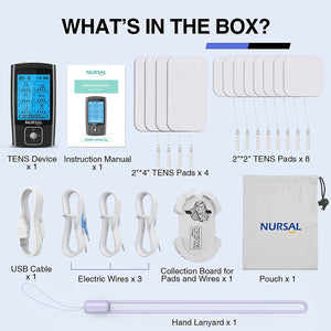 NURSAL TENS Unit with 12pcs Replacement Pads, Muscle Stimulator Machine for Neck, Back, Sciatica Pain Relief, Rechargeable Electronic Pulse Massager 24 Modes 20 Intensity - Nursal