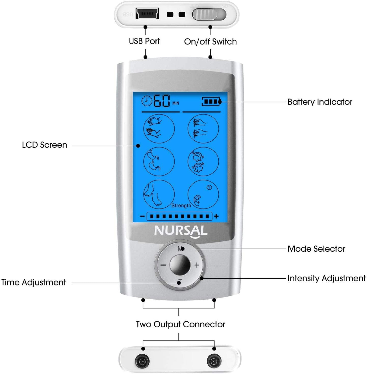 Touch Screen TENS EMS Combination Unit with 8 Pads Therapy Machine – Nursal