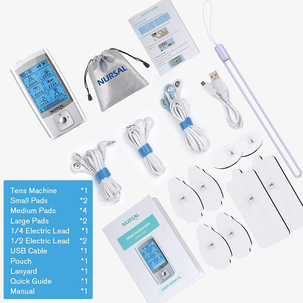 NURSAL 24 Modes Dual Channel TENS Machine EMS Unit Muscle Stimulator for  Pain Relief Therapy With 12 Pcs Electrode Pads US in Stock Fast Shipping 