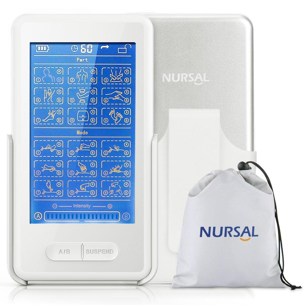  NURSAL TENS Unit Muscle Stimulator, Rechargeable TENS Machine  EMS Pulse Massager with Charger Adapter for Back and Shoulder Pain Relief  and Muscle Strength, : Health & Household
